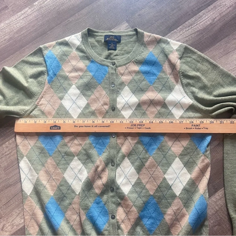 Brooks Brothers Vintage Italian Merino Wool Argyle Cardigan Women Size XL EUC - Picture 7 of 10